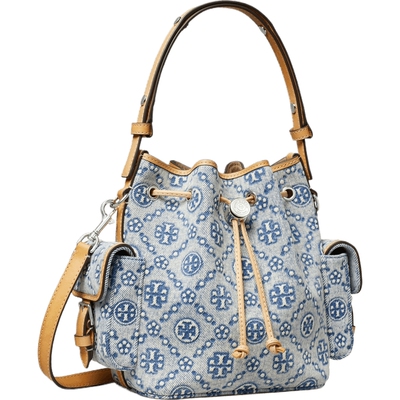 【12期免息】TORY BURCH 汤丽柏琦 T MONOGRAM 丹宁水桶包 181216
