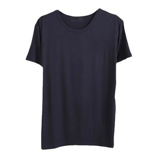 夏季男短袖圆领衫上衣大码加肥超宽松莫代尔滑爽柔软凉快家居服胖