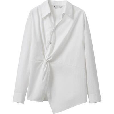 播气质正肩设计翻领衬衫女春秋宽松长袖衬衣DDR3HD5034