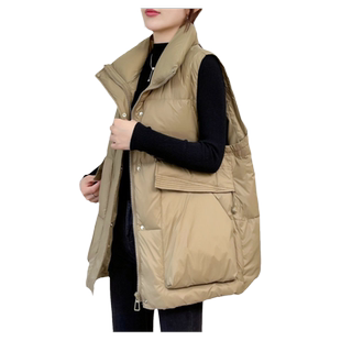 宽松大码羽绒马甲女秋冬新款休闲保暖白鸭绒背心坎肩马夹外套