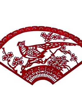丽豪手工剪纸扇面花鸟家用装饰