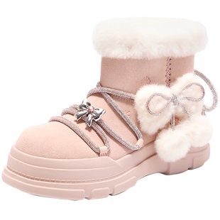 TATA他她黄油小熊雪地靴冬棉鞋加绒靴子保暖女毛毛短筒靴KRX01DD5