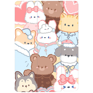 ipadmini6保护壳带笔槽air5全包pro可爱11寸小熊4书本款8硅胶2021第九代air2三折式3防弯9适用苹果10.2平板套