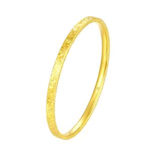 周大生黄金手镯女碎碎冰冰素圈足金镯子结婚三金生日礼物送女友