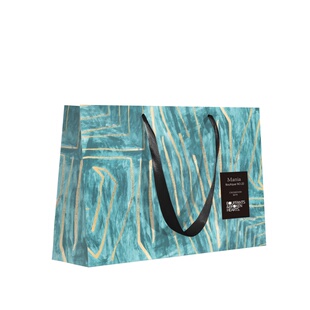 油画风食品酒茶化妆品礼品袋高档包装袋高级复古蓝色涂纹手提纸袋