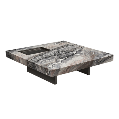 威尼斯棕大理石方形茶几设计师款