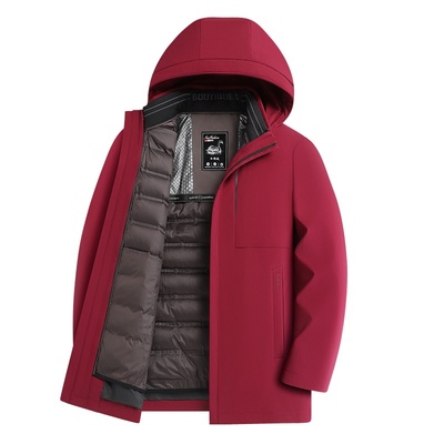 老爷车羽绒服男中长冬装鹅绒外套