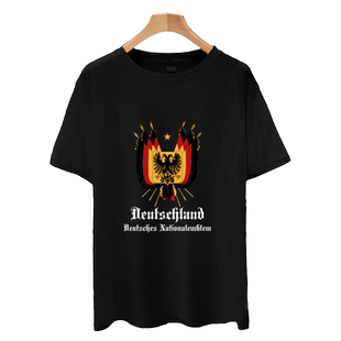 德意志帝国历代帝国标志纯棉短袖t恤衫宽松男女夏季半袖休闲衣服