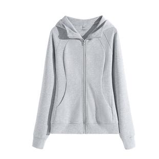 班尼路灰色连帽收腰开衫外套女2026春夏新款小个子修身短款卫衣N