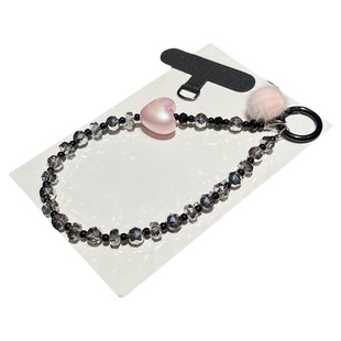 哑光高级感爱心手机链超精致珍珠水晶原创手腕链条漂亮轻奢腕带挂饰手链女毛球吊坠小香风高级感串珠挂链潮壳