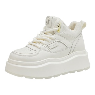 星期六加绒保暖厚底小白鞋女鞋2025冬季新款百搭雪地靴休闲板鞋子