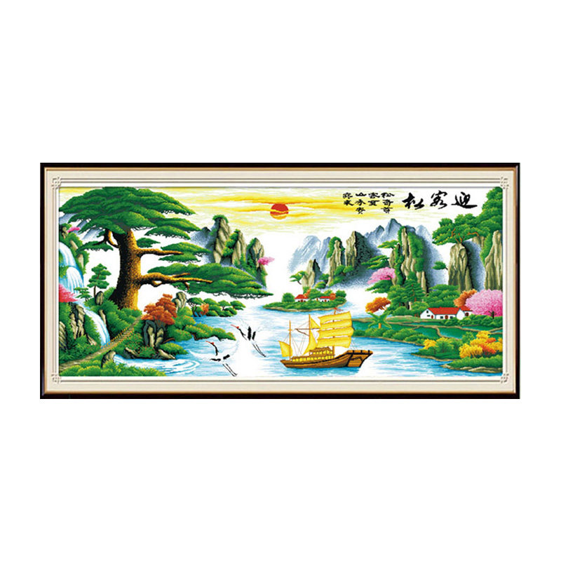 蒙娜丽莎风景客厅风水画十字绣