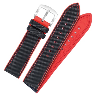 纤维尼龙硅胶手表带男适用法拉利保时捷GT腕表黑红黄替换表带22mm