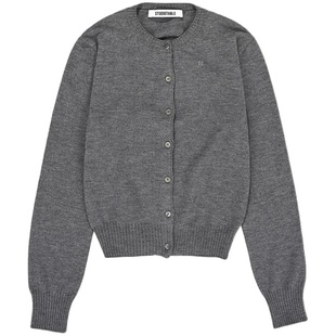 24春 新品 studio table 正品韩国代购 羊毛圆领开衫针织衫外套女