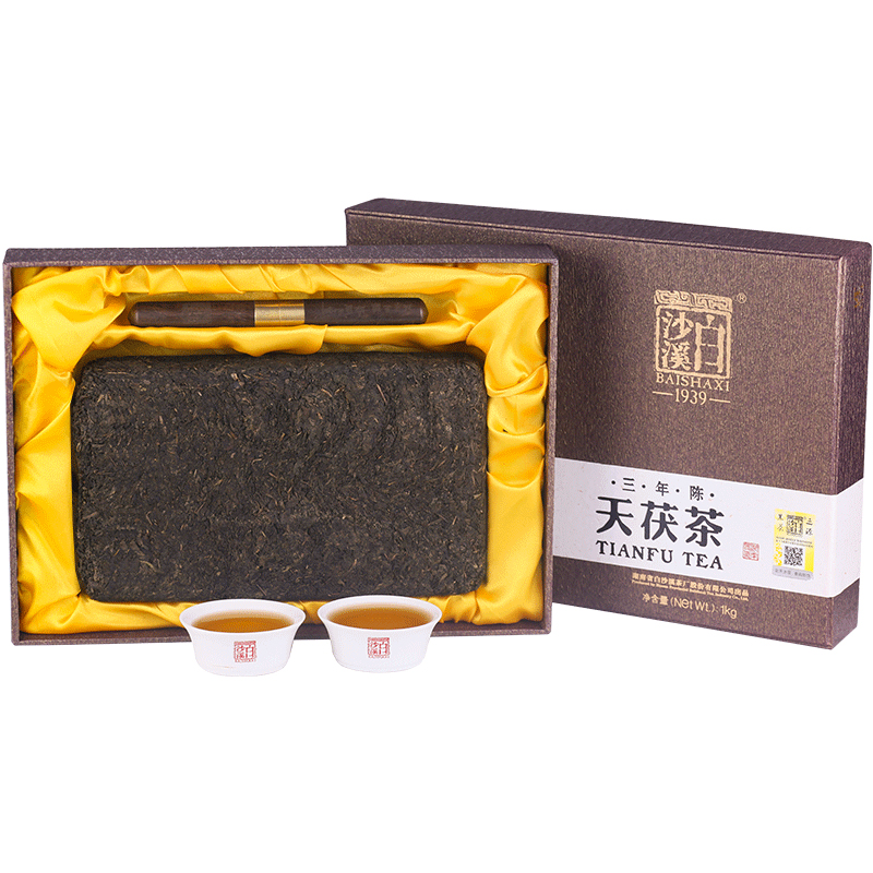 湖南安化黑茶白沙溪正品高山金花茯砖2015年三年陈手筑天茯茶1kg