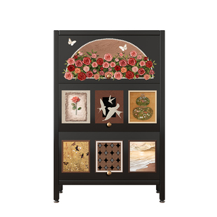 中古风斗柜客厅靠墙沙发边柜卧室置物柜铁皮收纳储物小柜子餐边柜