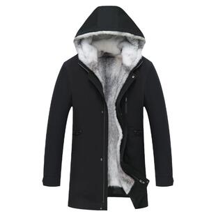 进口黑貂整貂内胆獭兔绒袖可拆卸皮草大衣狐狸毛领中长款派克服