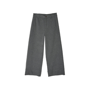 直腿模范！~柔软羊毛咖色直筒休闲裤女秋冬新加厚宽松九分阔腿裤