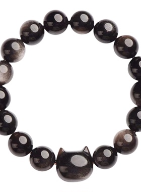 黑曜石猫咪手链情侣礼物