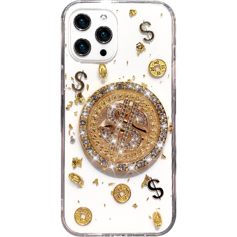 適用蘋果16原創(chuàng)手機(jī)殼iphone15promax新款14滴膠13金箔xr防摔8plus透明xs保護(hù)套mini女硅膠7招財(cái)se旋轉(zhuǎn)12美金