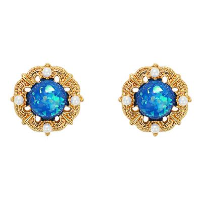 EXHIBITION 法式文艺范耳环女宫廷复古蓝色耳钉2025年新款潮耳饰