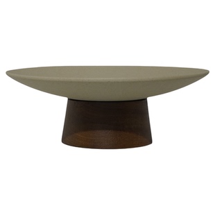 中式木质水果盘客厅家用高脚陶瓷茶点盘盘复古风精致高颜值糕点盘