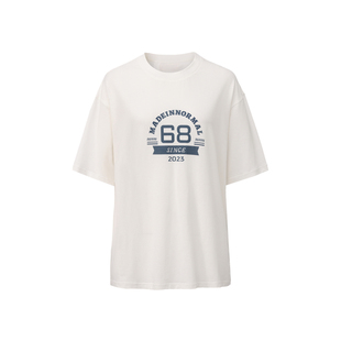 madeinnormal x LOOKNOW2025秋冬新款灰色撞边徽章数字T恤