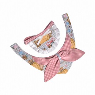 四月与大饼宠物口水巾饼干小熊飘带按扣狗狗猫咪围兜围脖饰品加厚