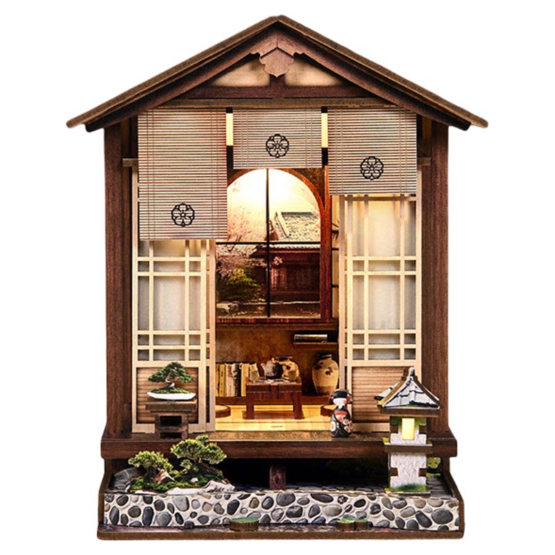 新品小屋diy苔灯和庭建筑模型