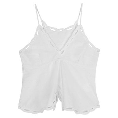 夏季新款纯棉镂空度假风吊带背心