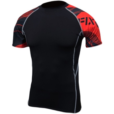 奋斗服饰短袖透气男紧身涤纶印花