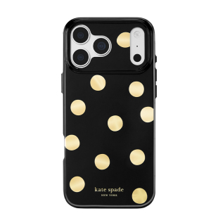 Kate Spade波点系列手机壳适用iPhone18/17ProMax手机保护套兼容MagSafe黑色金色波点防摔北美时尚ins风硬壳
