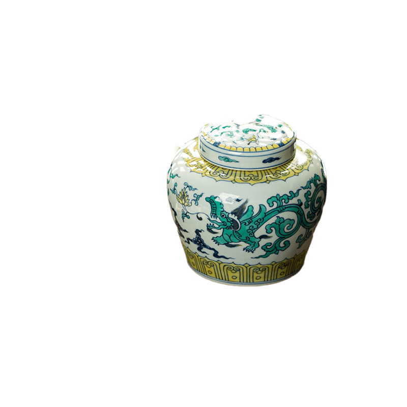 三勤堂陶瓷手绘斗彩龙纹天字