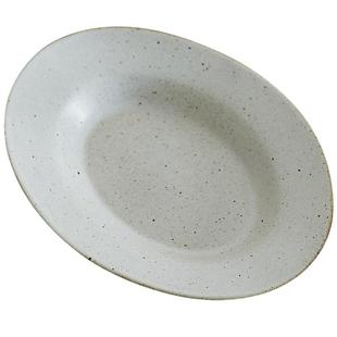 不饰 日本陶瓷盘子复古文艺餐盘粗陶菜盘沙拉盘意面盘椭圆形碟子