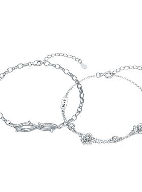 荆棘玫瑰情侣手链纯银925