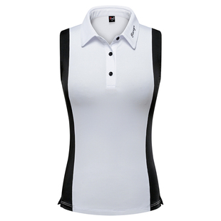 高尔夫衣服夏天无袖女短袖t恤高尔夫女装时尚韩版上衣速干撞色