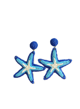 海蓝色海星编织耳环去海边度假