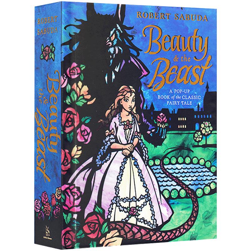 美女与野兽立体书 Beauty and the Beast Pop-Up 英文原版迪士尼动画片睡前小故事爱情小说0-4岁3D弹起教具玩具益智互动图画书