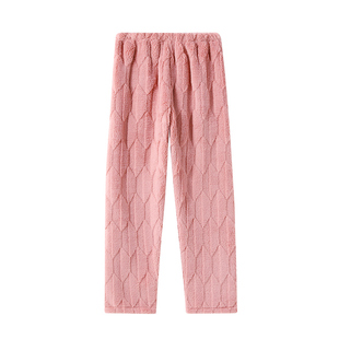 美标新款珊瑚绒睡裤女秋冬季加绒加厚裤子保暖休闲家居裤单裤绒裤