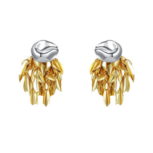 Tender Society醉舟系列金银双色流苏叶耳环一款两戴小众设计师款