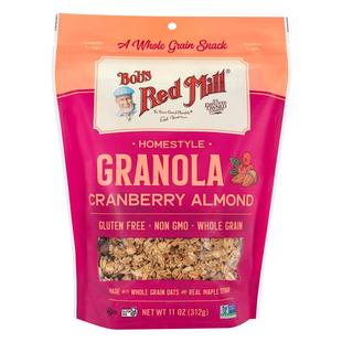 鲍勃红磨坊格兰诺拉水果麦片烘焙麦片无麸质蔓越莓扁桃仁燕麦即食