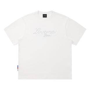 【沈月同款】LOVEMELATER珍珠LOGO刺绣T恤宽松索罗娜情侣休闲短袖