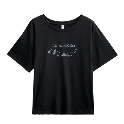 印花字母减龄短袖正肩T恤