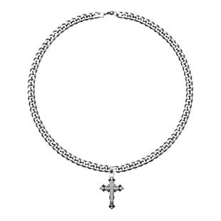 男士古巴链十字架项链男潮小众街头嘻哈锁骨链男生百搭毛衣链饰品