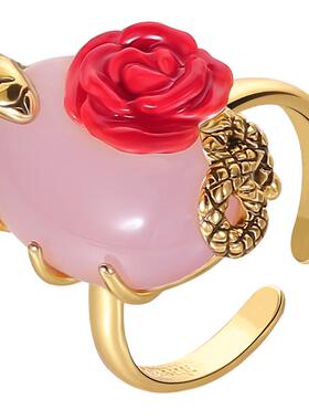 Juicy Grape法国设计款灵蛇玫瑰戒指女气质简约生肖蛇食指戒礼物