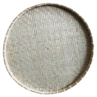 竹编簸箕家用晾晒圆形无孔竹青簸箕商用竹盘大小号头层加厚耐用