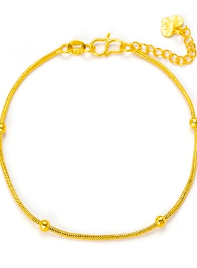 镀24K仿真黄金色水波爱心手链女