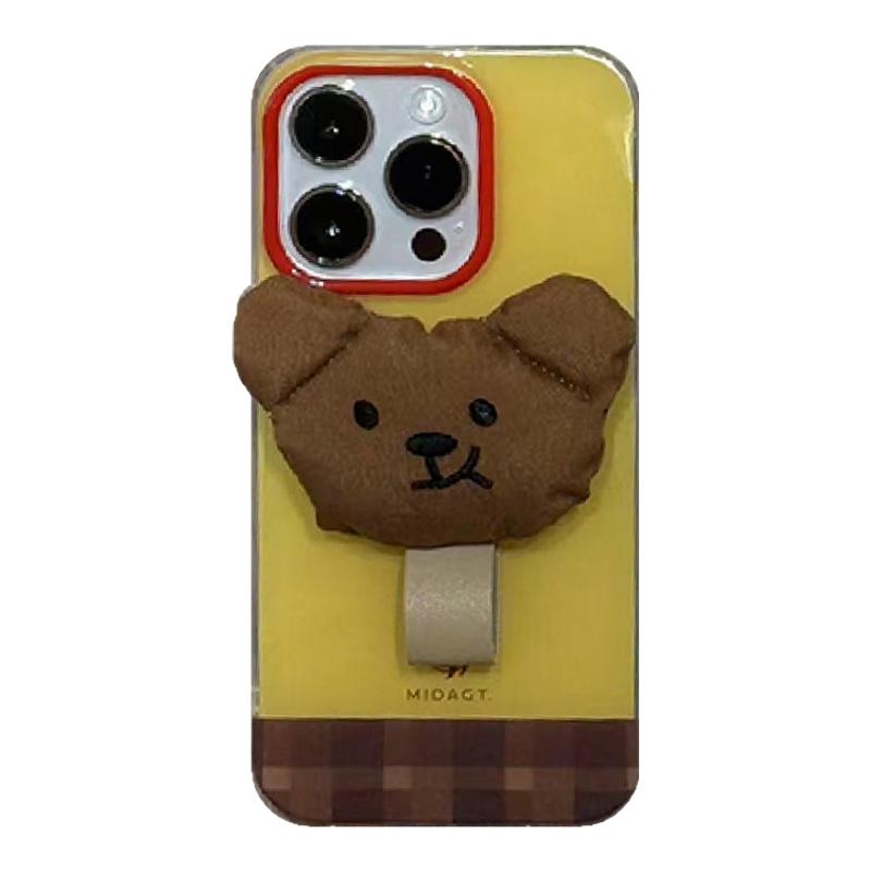 由里公园ins软萌可爱立体小熊指环扣15适用17pro苹果17ProMax手机壳iPhone16全包17新款14Promax保护套13少女