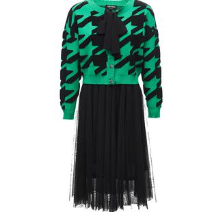 Vero Moda奥莱针织衫连衣裙子两件套秋季清仓千鸟格拼接气质女