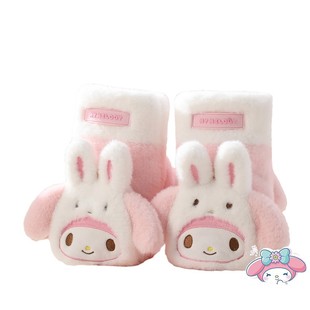 三丽鸥正版毛绒手套可爱卡通加绒加厚防风防寒柔软亲肤手套美乐蒂